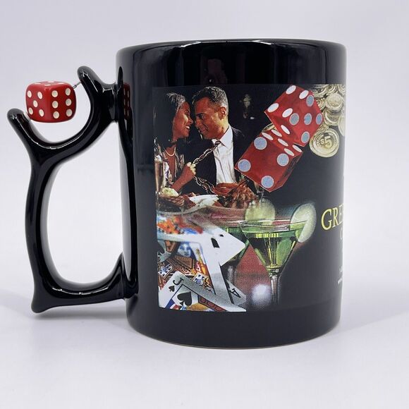 Greektown Casino Coffee Mug w Die Spinner Handle Gambling Slots Poker Chips Dice - Picture 6 of 10
